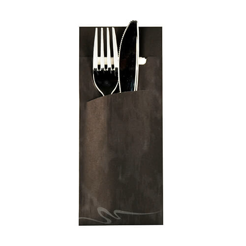 1 x 520 Bestecktaschen 20 cm x 8,5 cm schwarz inkl. weißer Serviette 33 x 33 cm 2-lag.