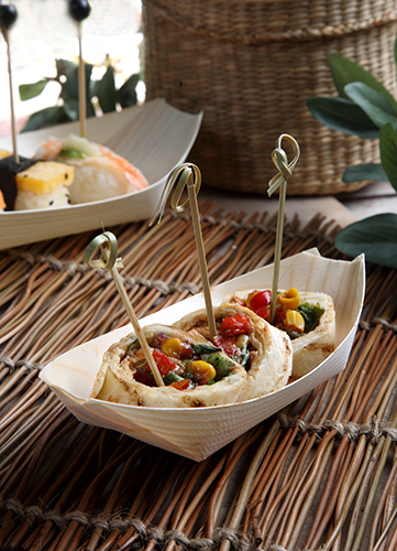 10 x 50 Fingerfood - Schalen, Holz "pure" 19 cm x 10 cm "Schiffchen"