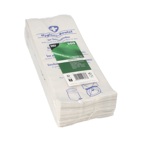 5 x 200 Hygienebeutel 28 cm x 11 cm x 5,5 cm weiss "bedruckt"