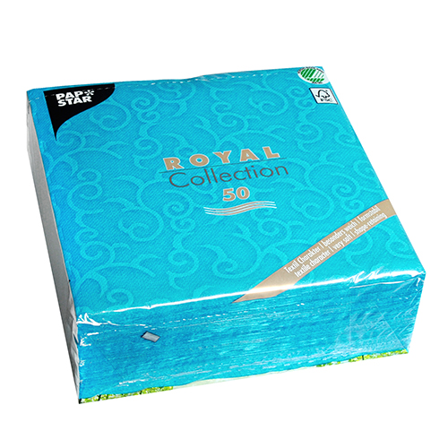 Servietten "ROYAL Collection" 1/4-Falz 40 cm x 40 cm türkis "Casali"