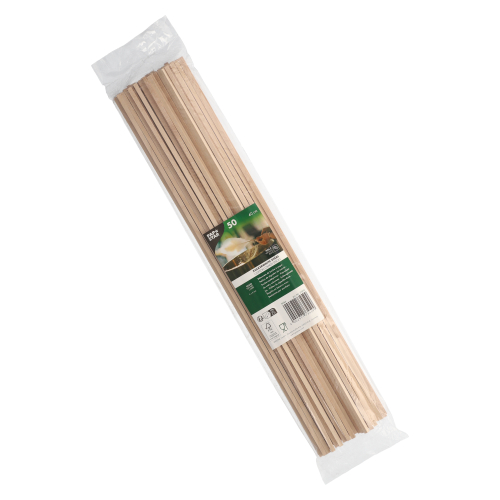 20 x 50 Zuckerwattestäbe Holz "pure" eckig 40 cm x 4 mm x 4 mm