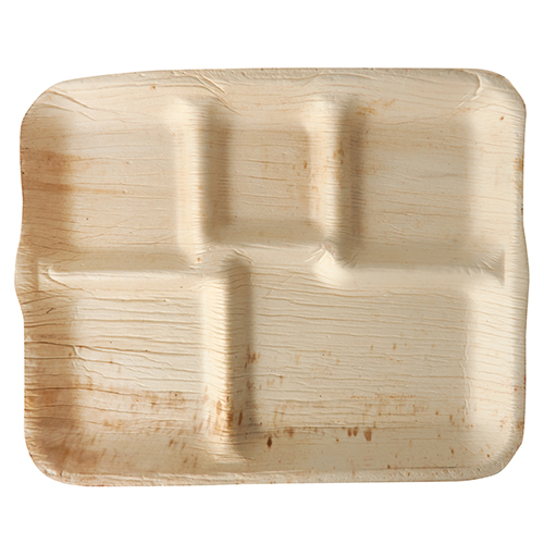 6 x 6 Teller, Palmblatt "pure" 5-geteilt 27 cm x 21,5 cm x 2 cm