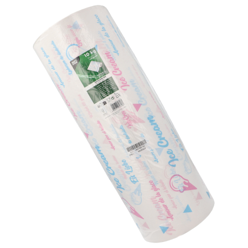 1 x 10 kg Einschlagpapiere Kraftpapier 570 m x 50 cm weiss "Ice Cream" Secare-Rolle