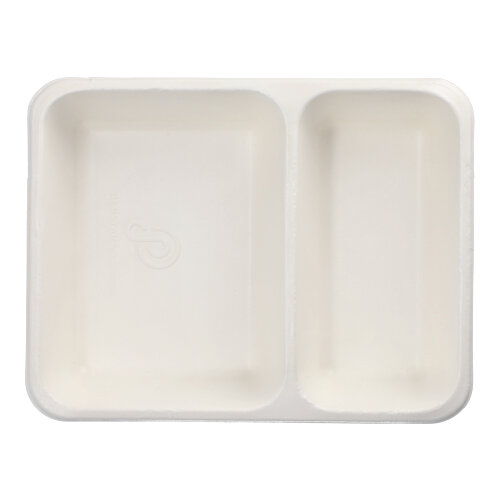 6 x 50 Siegelschalen Zuckerrohr 2-geteilt 1200 ml 4,9 cm x 22,7 cm x 17,8 cm