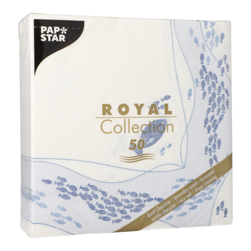 5 x 50 Servietten "ROYAL Collection" 1/4-Falz 40 cm x 40 cm "Fish"