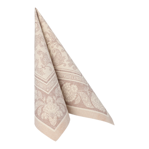 8 x 20 Servietten "ROYAL Collection" 1/4-Falz 40 cm x 40 cm mocca "Ornaments"