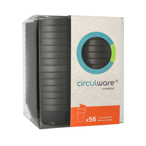 4 x 56 "Circulware by Haval" Mehrweg-Trinkbecher PP rund 0,1 l Ø 8 cm · 4,1 cm schwarz