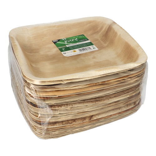 4 x 25 Siegelschalen Palmblatt "pure" eckig 900 ml 26 cm x 25 cm x 4 cm ungeteilt