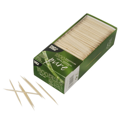 10 x 1800 Zahnstocher, Holz "pure" rund 6,8 cm