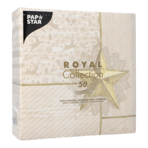 5 x 50 Servietten "ROYAL Collection" 1/4-Falz 40 cm x 40 cm champagner "Rising Star"