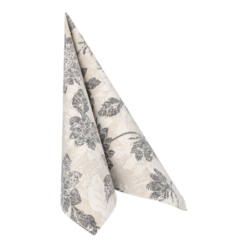 5 x 50 Servietten "ROYAL Collection" 1/4-Falz 40 cm x 40 cm anthrazit "Flowers"