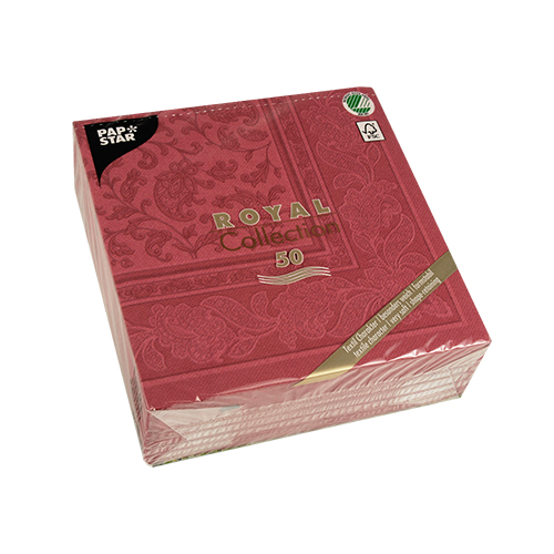 Servietten "ROYAL Collection" 1/4-Falz 40 cm x 40 cm bordeaux "Ornaments"