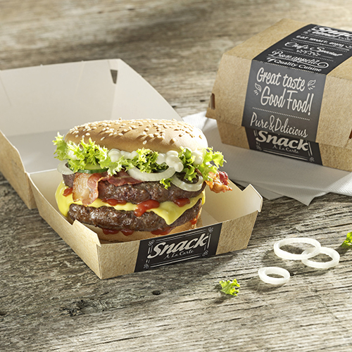 10 x 50 Burgerboxen, Pappe "pure" 7,5 cm x 10 cm x 10 cm "Good Food" klein