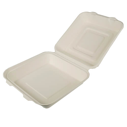 Menüboxen, Zuckerrohr ungeteilt 8 cm x 25,5 cm x 25,5 cm weiss