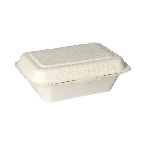 5 x 25 Menüboxen, Zuckerrohr "pure" ungeteilt 6 cm x 18 cm x 12,5 cm weiss