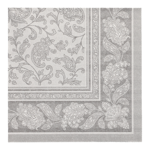 5 x 50 Servietten "ROYAL Collection" 1/4-Falz 40 cm x 40 cm grau "Ornaments"