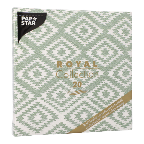 8 x 20 Servietten "ROYAL Collection" 1/4-Falz 40 cm x 40 cm dunkelgrün "Ethnic Look"