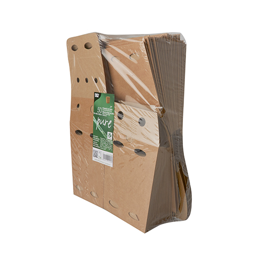 6 x 50 Pommes-Frites-Boxen, Pappe "pure" 15 cm x 10,5 cm x 10,5 cm braun "100% Fair" klein