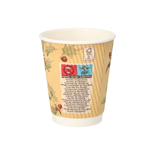 20 x 25 Trinkbecher, Pappe 0,2 l Ø 8 cm · 9 cm natur "Mistletoe" Ripple Wall