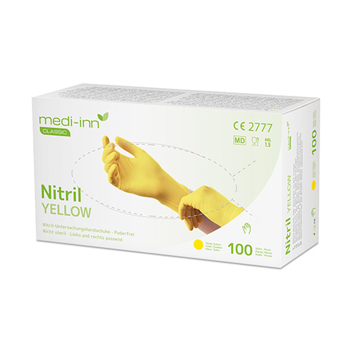 10 x 100 "Medi-Inn Classic" Handschuhe, Nitril puderfrei gelb "Nitril Yellow" Größe: S