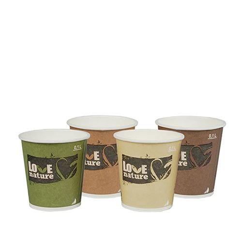 10 x 20 Kaffeebecher to Go, Pappe 0,1 l Ø 6 cm · 6 cm lila "Pure Joy"