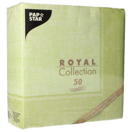 5 x 50 Servietten "ROYAL Collection" 1/4-Falz 40 cm x 40 cm hellgrün "Linum"