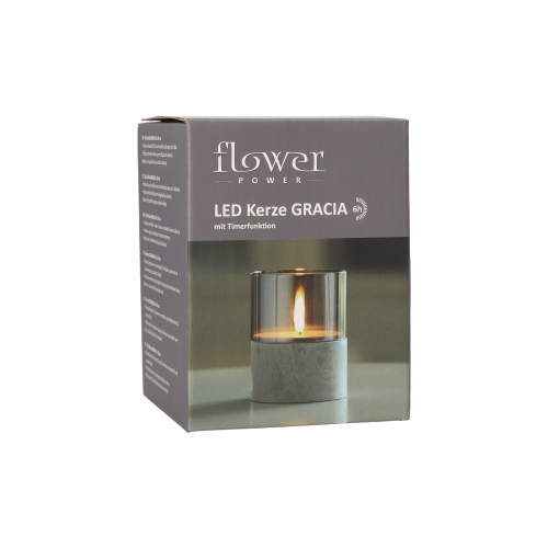 6 x LED-Kerze Ø 8 cm · 10 cm grau "Gracia" klein