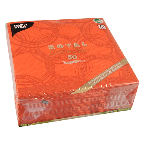 5 x 50 Servietten "ROYAL Collection" 1/4-Falz 40 cm x 40 cm nektarine "Bubbles"