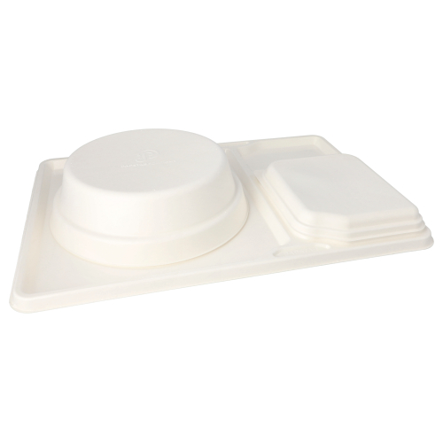 300 x Deckel Zuckerrohr "TomTab" 21,1 cm x 17,9 cm x 2,5 cm weiss