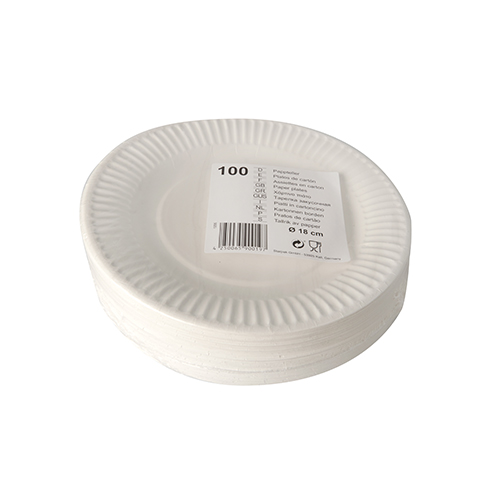 8 x 100 Pappteller rund Ø 18 cm weiss