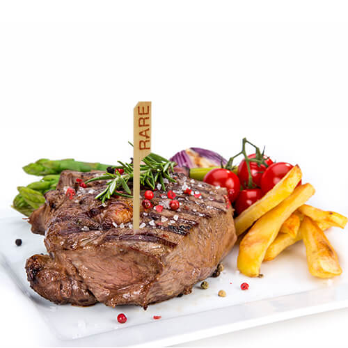 6 x 250 Steak-Marker 9 cm "RARE"