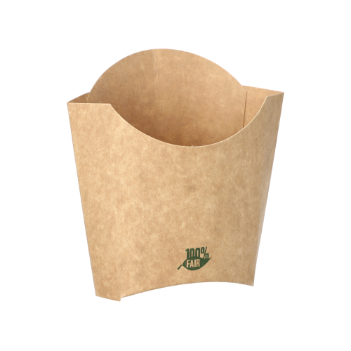 6 x 80 Pommes-Frites-Schütte, Pappe "pure" 11 cm x 11,5 cm x 5,3 cm braun "100% Fair" klein