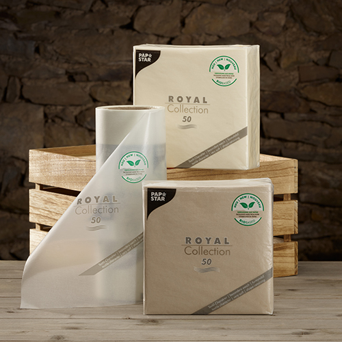 5 x 50 Servietten "ROYAL Collection" 1/4-Falz 40 cm x 40 cm champagner in Papierverpackung