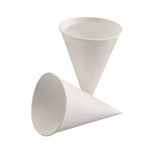 25 x 200 Spitzbecher, Zuckerrohrpapier 100 ml Ø 7 cm · 9,5 cm weiss
