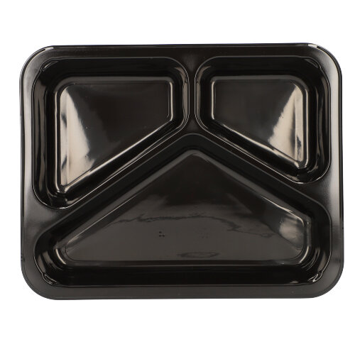 10 x 50 Mikrowellenschalen, PP 3-geteilt 765 ml 3,2 cm x 22,7 cm x 17,8 cm schwarz