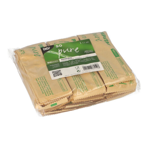 10 x 50 Kaffeelöffel, Holz "pure" 11 cm einzeln verpackt in Papierbeutel
