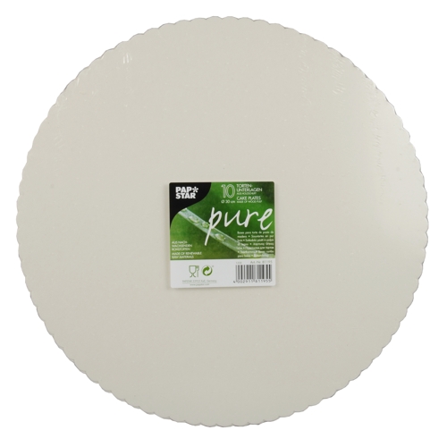 32 x 10 Tortenunterlagen, Pappe "pure" rund Ø 30 cm weiss mit gezacktem Rand