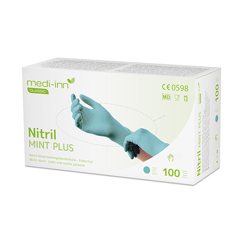 10 x 100 "Medi-Inn Classic" Handschuhe, Nitril puderfrei mint "Nitril Mint Plus" Größe: XS