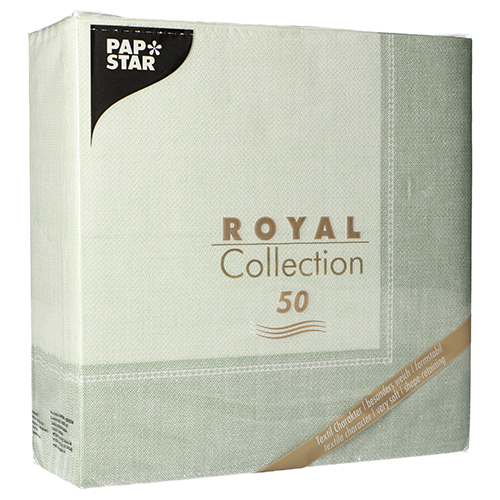 5 x 50 Servietten "ROYAL Collection" 1/4-Falz 40 cm x 40 cm jadegrün "Linum"