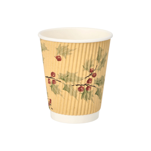 20 x 25 Trinkbecher, Pappe 0,2 l Ø 8 cm · 9 cm natur "Mistletoe" Ripple Wall