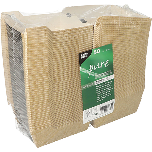 10 x 50 Burgerboxen, Pappe "pure" 7,5 cm x 10 cm x 10 cm "Good Food" klein