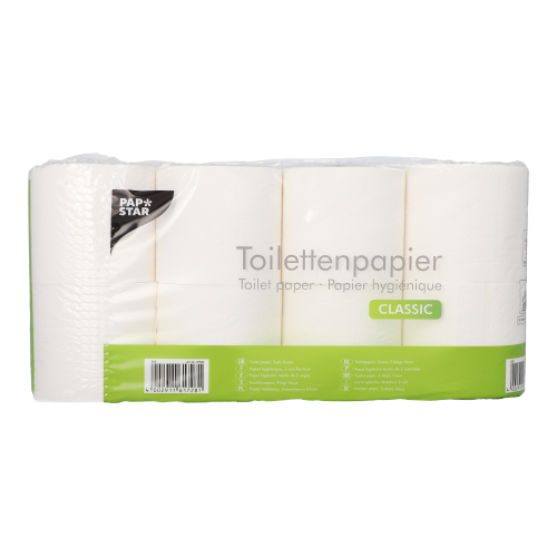 8 x 8 Rollen Toilettenpapier, 2-lagiges Tissue Ø 11 cm · 12 cm x 9,3 cm weiss 250 Blatt