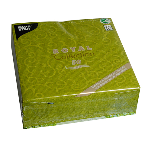 5 x 50 Servietten "ROYAL Collection" 1/4-Falz 40 cm x 40 cm olivgrün "Casali"