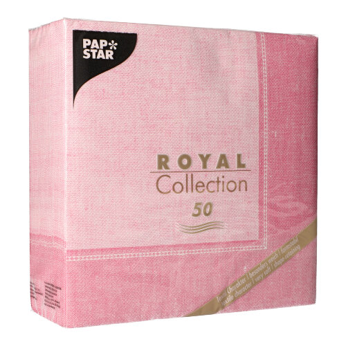 5 x 50 Servietten "ROYAL Collection" 1/4-Falz 40 cm x 40 cm rosa "Linum"