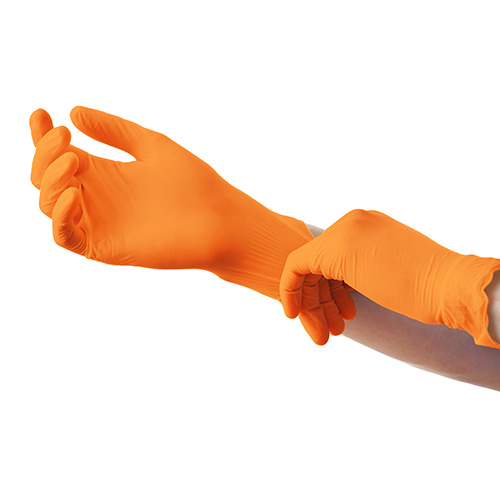 10 x 100 "Medi-Inn Classic" Handschuhe, Nitril puderfrei orange "Nitril Orange" Größe: S