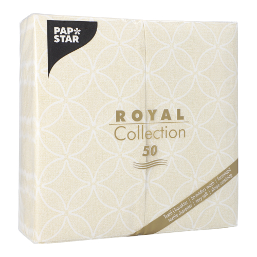 5 x 50 Servietten "ROYAL Collection" 1/8-Falz 40 cm x 40 cm champagner "Circle Flowers"