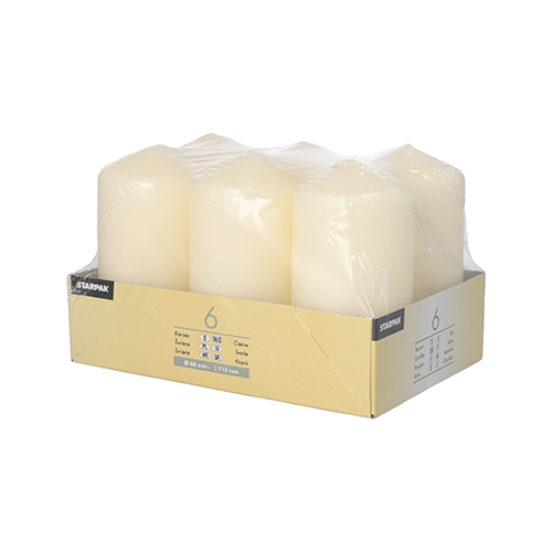 4 x 6 Stumpenkerzen Ø 60 mm · 115 mm creme