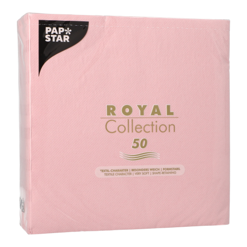 5 x 50 Servietten "ROYAL Collection" 1/4-Falz 40 cm x 40 cm hellrosa