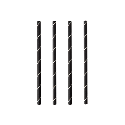 16 x 250 Cocktail Trinkhalme, Papier Ø 7 mm · 15 cm schwarz/weiss "Stripes"