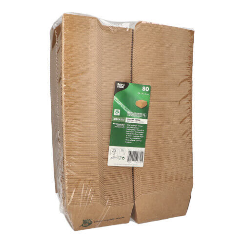 5 x 80 Burgerboxen, Pappe 7,8 cm x 9 cm x 9 cm braun "100% Fair"